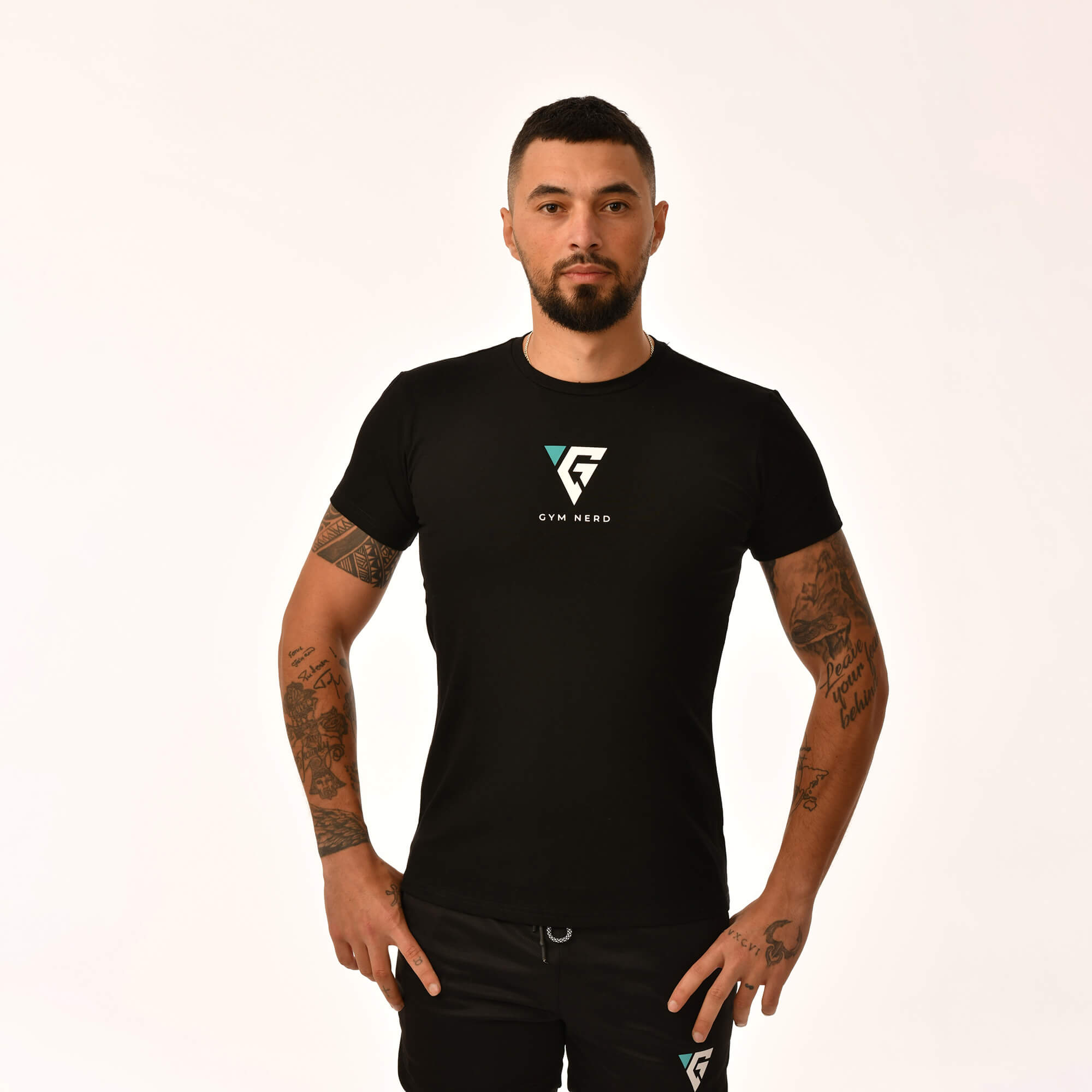 Gym Nerd Black Casual Tshirt